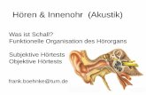 Hören & Innenohr (Akustik) - meditum.med.tum.de¶ren-ss19.pdf · Presbyakusis Ototoxen Hereditäre Erkrankungen Barotrauma Akustikusneurinom Gehirntumore Neurofibromatose Auditorische