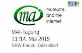 MAI-Tagung 13./14. Mai 2019 · • 1993 gegründet mit dem Schwerpunkt Gegenwart • Angewandte und künstlerische Positionen der Fotografie • Digitalisierung auf mehreren Ebenen