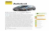 Autotest - ADAC: Allgemeiner Deutscher Automobil-Club · Autotest KIA Carens 1.7 CRDi Spirit Fünftürige Großraumlimousine der unteren Mittelklasse (104 kW / 141 PS) er seit 2013