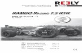 RAMBO RAcing 7.5 RTR - produktinfo.conrad.com · Der 4WD Buggy RAMBO Racing 7.5 wird von einem luftgekühlten 7,54 ccm Zweitaktmotor mit ,4 kW (3,3 PS) angetrieben. Schiebevergaser,