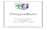 Siegerliste · Seite 1 AH 08.11.2015 Siegerliste 27. Oktober 2015 - 06. November 2015 Vereineschießen um den Xaver Sailer Pokal