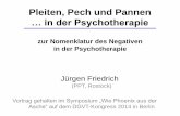 Pleiten, Pech und Pannen - dgvt.de · Pleiten, Pech und Pannen … in der Psychotherapie zur Nomenklatur des Negativen in der Psychotherapie Jürgen Friedrich (PPT, Rostock) Vortrag