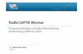 Radio LOTTE Weimar - tlm.de · 2 Inhalt 1. Methode, Stichprobe, Gegenstand 2. Programmstruktur und Informationsanteil 3. Analyse der Berichterstattung 4. Fazit 04.09.2018 Radio LOTTE