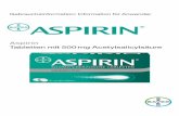 Aspirin · 4/28 1. Was ist Aspirin ® und wofür wird es angewendet? Aspirin enthält Acetylsalicylsäure (Ph.Eur.) und ist ein schmerzstillendes und fiebersenkendes Arzneimittel.