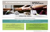 COWORKING/ - meetnwork.de · Day Pass & Membership! FLEX Flexibler Arbeitsplatz // WLAN // Kaffee, Tee, Wasser // Druck, Scan // Mon - Fr 8:00-18:00 + Wöchentliche Community- Events