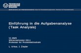 Einführung in die Aufgabenanalyse (Task Analysis) · „Task analysis is the collective noun used in the field of ergonomics, which includes HCI, for all the methods of collecting,