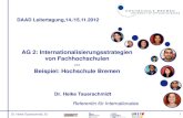 AG 2: Internationalisierungsstrategien von Fachhochschulen ... · Dr. Heike Tauerschmidt, IO 2 5 Fakultäten 1 Wirtschaftswissenschaften 2 Architektur, Bauingenieurwesen & Umwelttechnik