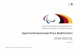 Sportartenkonzept Para Badminton - dbs-npc.de · Para Badminton Nationalmannschaft zu den führenden Na-tionen. Dies zeigte sich anhand der Erfolge bei der EM 2018 im Vergleich zu