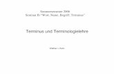Terminus und Terminologielehre - WebHomenats- · Terminologie der Terminologie - 3 - Terminologie (auch: Fachwortschatz) Gesamtbestand der Begriffe und ihrer Benennungen in einem
