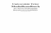 Modulhandbuch - Uni Trier: Willkommen · 8 . 11 Sonstige Informationen . Die Masterarbeit muss in der BWL geschrieben werden, die Thematik kann aber unabhängig von den gewählten