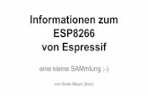 Informationen zum ESP8266 von Espressif · AT+RST restart the module AT+GMR get firmware version AT+CWLAP list available APs AT+CWSAP set wifi login AT+CWJAP join the AP AT+CWMODE