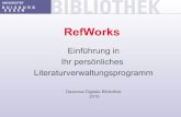 Infoveranstaltung zu RefWorks · Klicken Sie auf „Bibliografie“, wählen Sie den gewünschten „Ausgabestil“, und erstellen Sie mit: „Bibliografie erstellen“ ein Dokument