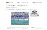 Thomas Hürlimann Heimkehr - chstiftung.ch · Thomas HÜRLIMANN Heimkehr Roman, 528 Seiten / pages / pagine S. Fischer Verlag, Frankfurt am Main, 2018 € 25.00 ISBN 978-3-10-031557-1