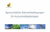 Agrarrechtliche Rahmenbedingungen für Kurzumtriebsplantagen · Ab 2013 Deutschlandweit: 339,23€ Mindestgröße 0,3 ha (darunter keine landwirtschaftliche Förderung) Verpflichtung