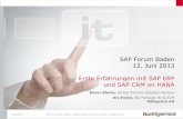 SAP Forum Baden Erste Erfahrungen mit SAP ERP und SAP CRM ... · PDF fileSAP Forum Baden 12. Juni 2013 Erste Erfahrungen mit SAP ERP und SAP CRM on HANA Elmar Blume, Global Director