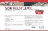 ARDEX AF 180 · – Verarbeitung nicht unter +15 °C Bodentemperatur und +18 °C Raumtemperatur sowie Raumluftfeuchtigkeit vorzugsweise zwischen 50 % und 65 %. PVC- und Gummiklebstoff