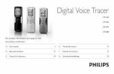 Digital Voice Tracer - download.p4c.philips.com · Modi (SHQ und HQ), oder drei Mono-Modi (SP, LP und SLP) für längere Aufnahmedauer. • Die einstellbare Aufnahmeempfindlichkeit