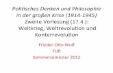 Poli%sches*Denken*und*Philosophie* indergroßenKrise(19141945) · 3.:LebensreformundPhilosophie: Jugendbewegungen&und&künstlerische& Avantgarden& • Wandervogel&(Gustav&Wyneken)