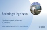 Vortrag Dr. Jasmin Saric, Boehringer Ingelheim …...Dr. Jasmin Saric Head of IT RDM Transl. Sc. & RDM Arch. - 20.09.2017, Dortmund Unternehmenspräsentation 2017 Boehringer Ingelheim