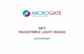 SET RACETIME2 LIGHT RADIO - Microgatelaufende Zeit (blauer Pfeil), Split-Zeit (roter Pfeil) und Lap-Zeit (gelber Pfeil) werden angezeigt. Im Folgenden erfahren Sie, wie Sie einen einfachen