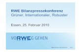 RWE Charts BPK DE · RWE AG 25.02.2010 Bilanzpressekonferenz SEITE 2 +4,5% +3,9% +4,9% 4,50 € je Aktie ** RWE steigert Ertrag und hält Dividende auf hohem Niveau 2009 Vergleich