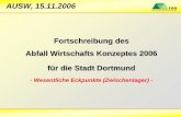 AUSW-Bericht zum AWK am 15.11.2006 · Notfalllager Deponie Dortmund-Nordost Notwendigkeit • In der Vergangenheit wurden Störfälle, Revisionen und Havarien in den MVA´n durch