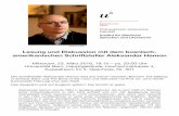 Lesung und Diskussion mit dem bosnisch- amerikanischen Schriftsteller Aleksandar Hemon · 2016-11-24 · Lesung und Diskussion mit dem bosnisch-amerikanischen Schriftsteller Aleksandar