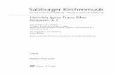 Salzburger Kirchenmusik - carusmedia.com · 2015-04-01 · Heinrich Ignaz Franz Biber Requiem in f Soli (SSATB), Coro (SSATB) 2 Violini, 3 Viole (o 3 Violini, 2 Viole) Basso continuo