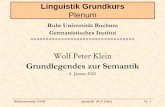 Plenum · 2005-08-18 · Wintersemester 04/05 Semantik (W.P.Klein) Nr. 1 Linguistik Grundkurs Plenum Ruhr Universität Bochum Germanistisches Institut ***** Wolf Peter Klein Grundlegendes