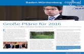 Baden-Württemberg...Baden-Württemberg 1/2016 Im Wahljahr 2016 appelliert NABU-Landeschef Andre Baumann an alle Bürgerinnen und Bürger: „Sie haben es in der Hand, die Natur zu