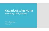 Ketoazidotisches Koma Entstehung, Klinik, Therapie · 2018-10-29 · Ke t o a zid o s e : D urc h v erm in dert e Glu c os eu tilisat ion (Ins ulinm ang el): Lipoly s e m it Ent s