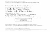 Klaus Hilpert, Friedrich W. Froben and Lorenz Singheiser ... · and Lorenz Singheiser (Editors) High Temperature Materials Chemistry Abstracts of the 10th International IUPAC Conference