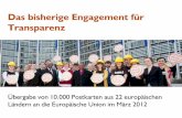 Das bisherige Engagement für Transparenz...EXPOSED 2013 in Deutschland (14.-20. Okt) Die Micha-Initiative lädt dazu ein: x die globale Petition zu unterschreiben, die Grundlage für