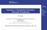 Activities in Theoretical Chemistry: Atomistic Simulations · Atomistic Simulations Topics Classical MD Ab Initio MD Systems Coworkers Activities in Theoretical Chemistry: Atomistic