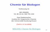 Chemie für Biologen...Amalgam-zersetzer Wasser Chlor Cl2 Natronlauge NaOH Wasser-stoff H2 ... Elektrode 0 +6-2 +2+6-2 Bruttoreaktion: Pb + PbO2 + 2 H2SO4 2 PbSO4 + 2 H2O Entladung