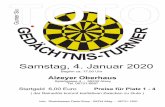 HTNIS- T U · G E R D I E Ä N C R HTNIS- T U Samstag, 4. Januar 2020 Beginn ca. 17.00 Uhr Alzeyer Oberhaus Spießgasse 4 - 55232 Alzey Tel. 06731-6687 Info: Rheinhessen Darts-Shop