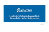 Regulatorische Rahmenbedingungen für die Kommunikation ... 12.05.2018  · Dokumentationen in SoMa 5 ab 1.1.2017 E-ControlG §22, E-Control hat Z 1. in Zusammenarbeit mit den Marktteilnehmern