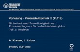 Vorlesung Prozessleittechnik 2 - TU Dresden · HAZOP Beschreibung E' nfaches 'nduktives Verfahren mit dem Zel Gefåhrdungen, Gefåhrdungssituationen und Ereignisse zu ermtteln, die