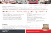 Performance Marketing Manager 092017 · Performance Marketing (insbesondere SEA, SEO, Affiliate) ∙ Starke analytische Fähigkeiten ∙ Erfahrung mit dem Erreichen und Reporten wöchentlicher