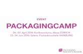 EVENT PACKAGINGCAMP - Easyfairs · JUNI 2016 Vortrag – HOW TO handle the production process Vortrag – HOW TO develop a working POS / Marketing concept Lunch Break Group Work –
