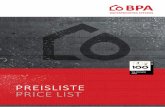 PREISLISTE PRICE LIST · BPA-DualProof S, Fully bonded sheet membrane Zubehör BPA-DualProof S.47 Accessories BPA-DualProof WEITERE ABDICHTUNGSPRODUKTE FURTHER WATERPROOFING PRODUCTS