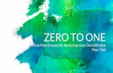 ZERO TO ONE - innovator-club.de€¦ · ZERO TO ONE Das Patentrezept für den Erfolg einer Geschäftsidee Peter Thiel. ZERO TO ONE 2 Peter Thiel Co-Founder Paypal Investor in Facebook