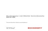 Buskoppler mit RS232 Schnittstelle ... - Beckhoff Automation€¦ · 1 9 0 8 7 6 5 4 3 2 1 K-Bus Endklemme Potential-trennung Potential Einspeise-klemme Power Kontakte RS232 Buskoppler