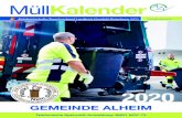 Alheim Muellkalender 2020 KK3 - AZV · Gemeinde Alheim Abholtermine 2020 WS = Gelber Sack, Papier und Glas (für alle Ortsteile) BT1 = Biotonne und HM1 = Hausmüll (beides in Heinebach,