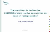 Transposition de la directive 2013/59/Euratom relative aux … · 2019-01-03 · (RNR/NORM) Arrêté du 25 mai 2005 à mettre à jour (liste annexe VI des BSS) Les modifications du
