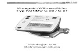 Kompakt-Wärmezähler Typ KUNDO G 20 / G 21 · Stromversorgung: 3.0 V Lithium-Batterie Betriebstemperaturbereich: +5 °C bis +55 °C, Innenbereich Lagertemperaturbereich: -20 °C