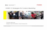 VIDEO: 5 Strategien für Content-Marketing...1 |SOM 2017: Video MarketingCAS ECOM | Kick Off | Martina Dalla Vecchia 2017 | Christian Mossner, FHNW, Canon (Schweiz) AG© 2009 Hochschule