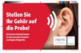 Stellen Sie Ihr Gehör auf die Probe! · 2016-11-09 · Stellen Sie Ihr Gehör auf die Probe! Und testen Sie jetzt kosten - los die neuesten Siemens und Signia Hörgeräte. Signia