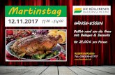 Martinstag · Martinstag 12.11.2017 11 30-14 00 GÄNSE-ESSEN Buffet rund um die Gans mit Beilagen & Desserts für 21,00 € pro Person RESERVIERUNG: Tel. 036200-67717 …