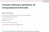 Formal Software Synthesis of Computationsal Kernelsmaterials.dagstuhl.de/files/15/15161/15161.FranzFranchetti.Slides1.… · Problem Setup: Robot/Car Safety Monitor Equations of Motion